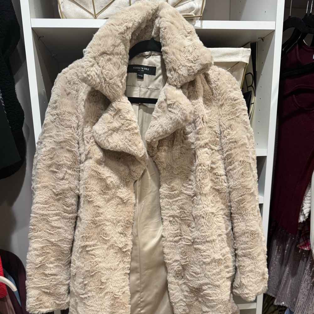 Textured Faux Fur Coat